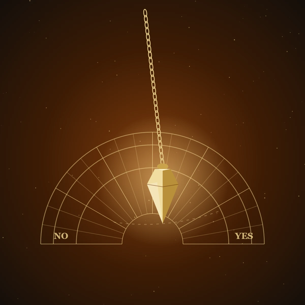Dowsing pendulum over a dowsing chart